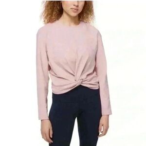 Lululemon Blush Pink Tuck & Gather Pullover Long Sleeve Tie Front Cropped